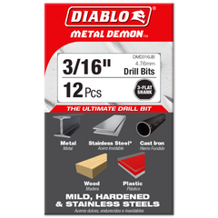 Diablo DMD316JB 3/16" Metal Demon™ Drill Bits for Mild, Hardened and Stainless Steels