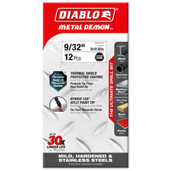 Diablo DMD932JB 9/32" Metal Demon™ Drill Bits for Mild, Hardened and Stainless Steels (2-Pack)