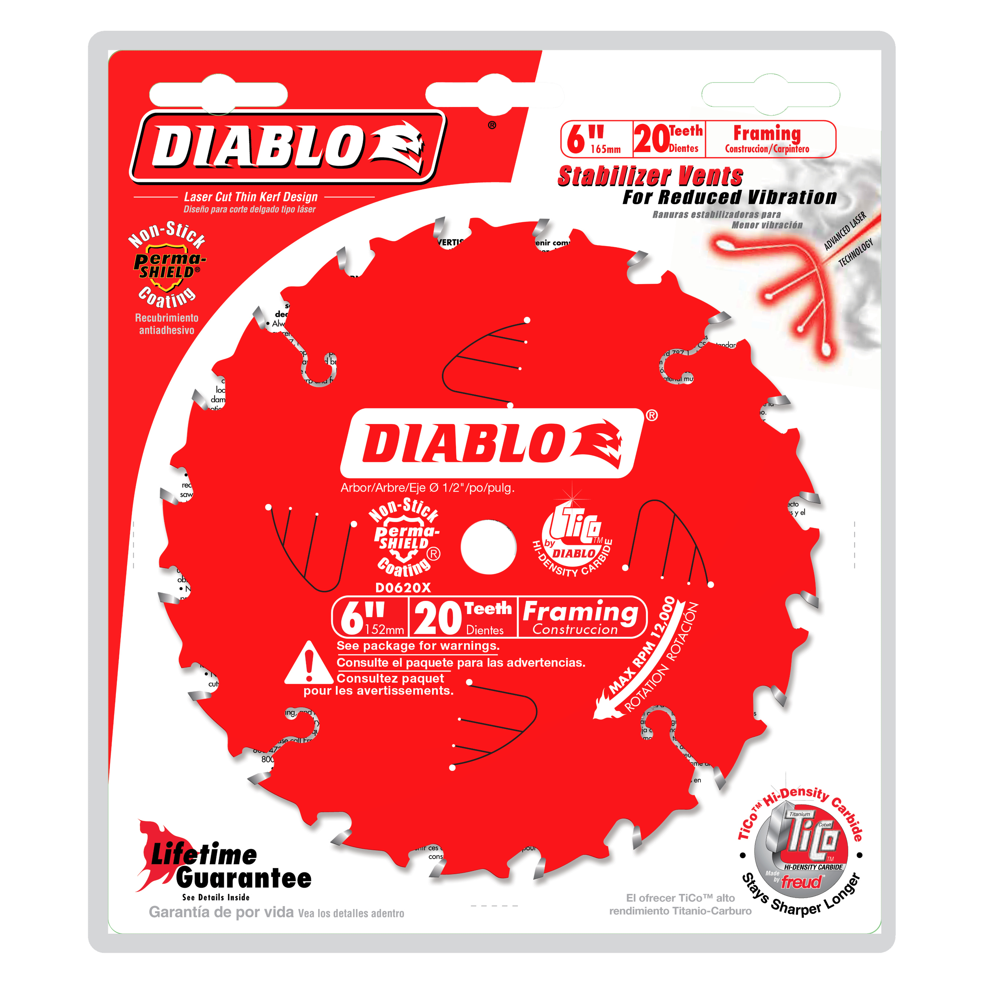 Diablo D0620X 6" x 20-Teeth Framing Saw Blade for Wood