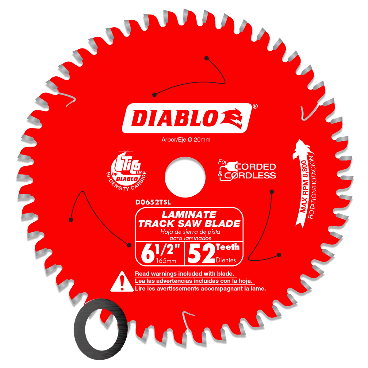 Diablo D0652TSL Diablo 6-1/2" 52-Teeth Track Saw Blade for Laminate