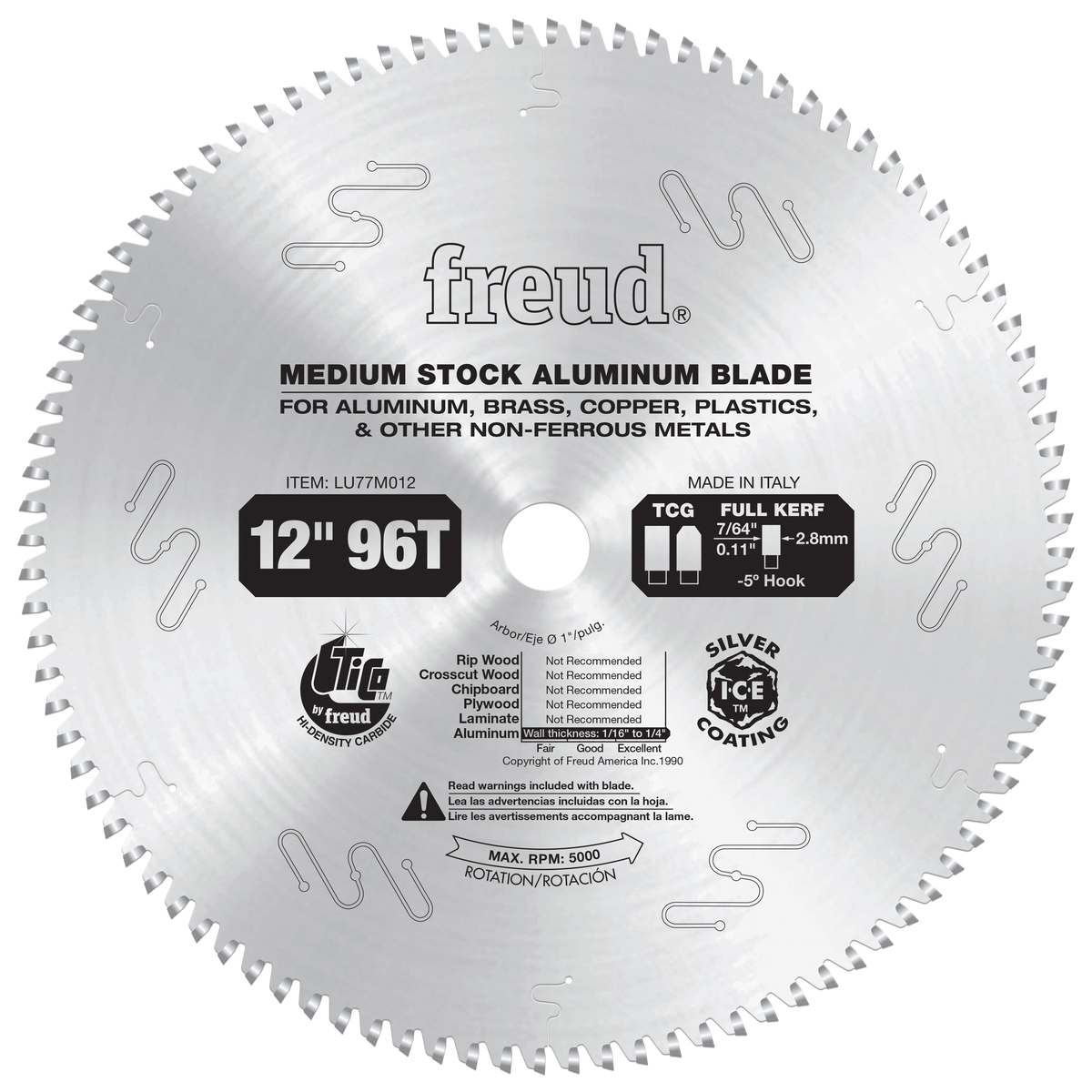 Freud LU77M012 12" Medium Stock Aluminum Blade