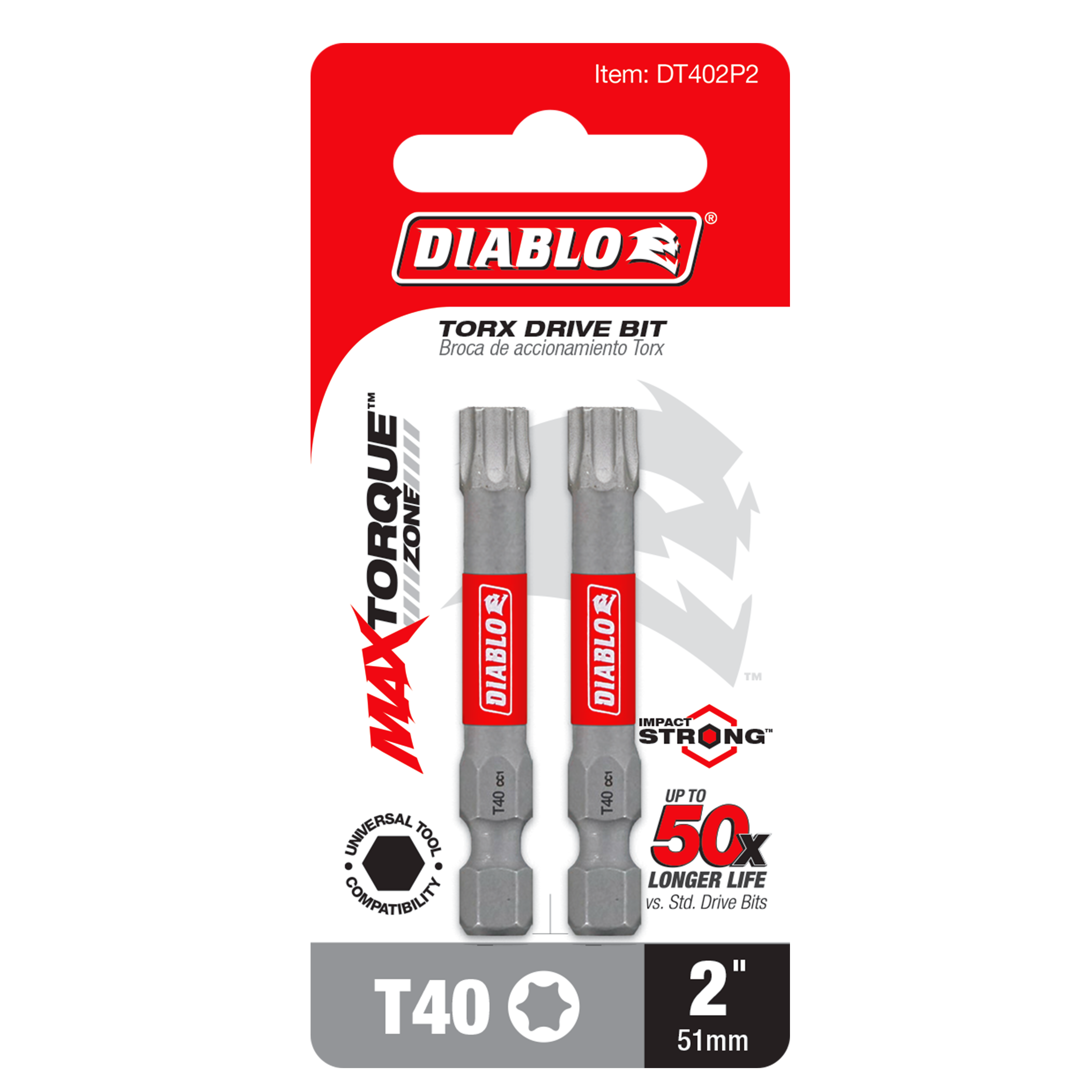 Diablo DT402P2 2" #40 Torx Drive Bit