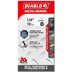 Diablo DMD14JB 1/4" Metal Demon™ Drill Bits for Mild, Hardened and Stainless Steels (2-Pack)