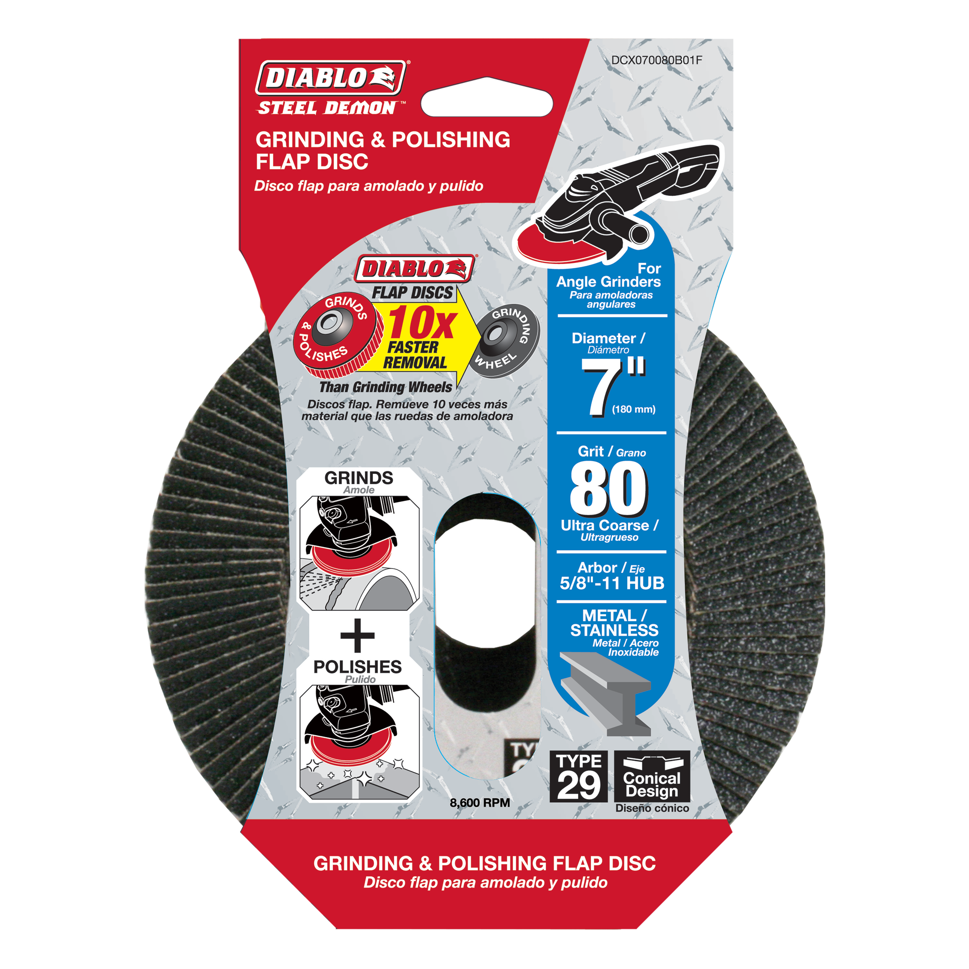 Diablo DCX070080B01F 7" 80-Grit Steel Demon™ Flap Disc for Metal