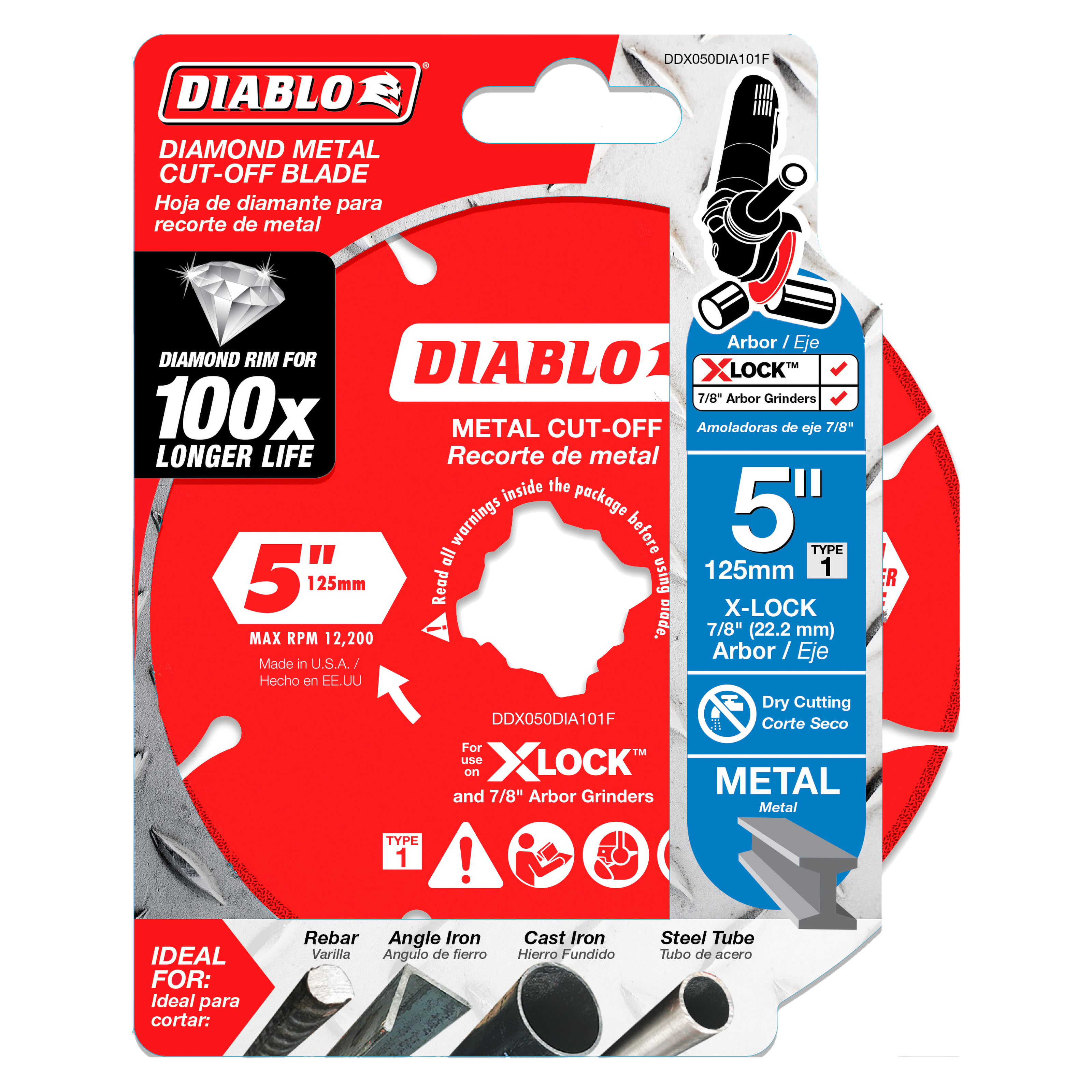 Diablo DDX050DIA101F 5" X-LOCK Diamond Rimmed Metal Cut-Off Disc