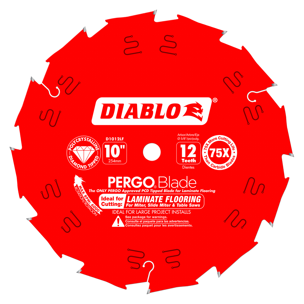 Diablo D1012LF 10" x 12-Teeth PergoBlade™ Saw Blade for Laminate and Wood Flooring