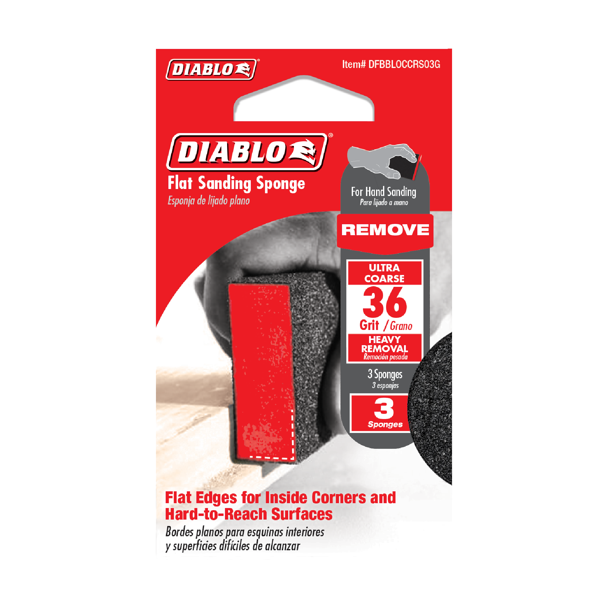 Diablo DFBBLOCCRS03G Flat 36-Grit (Ultra Coarse) Sanding Sponge (3-Piece)