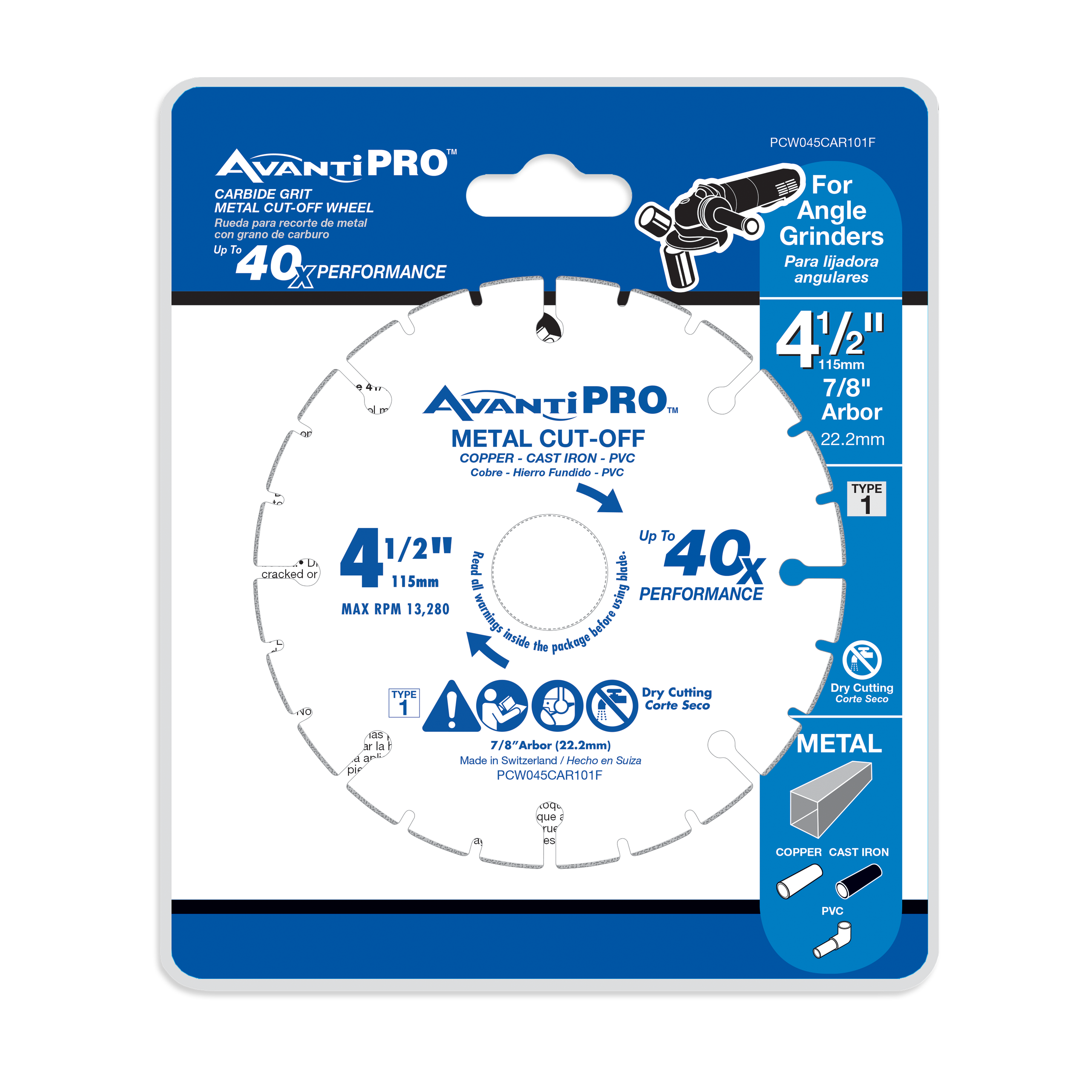 AvantiPRO PCW045CAR101F 4.5 in. Carbide Grit Metal Cut-Off Wheel