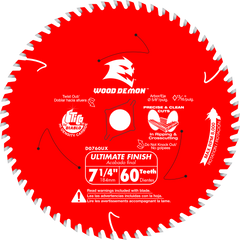 Diablo D0760UXA 7-¼ 60-Teeth Wood Demon™ Ultimate Finish Carbide Saw Blade for Wood