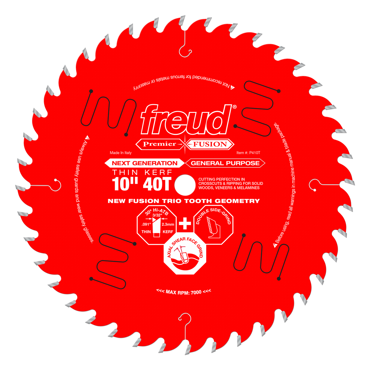 Freud P410T 10" Thin Kerf Next Generation Premier Fusion General Purpose Blade