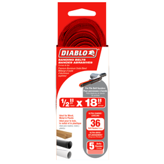 Diablo DCB518036S05G Diablo ½" x 18" 36-Grit (Ultra Coarse) Detail File Sanding Belt (5-Pieces)