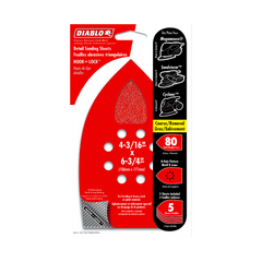 Diablo DCTDET080H05G 4-3/16" x 6-3/4" 80-Grit Hook & Lock™ MegaMouse Detail Sanding Sheets (5-Pack)