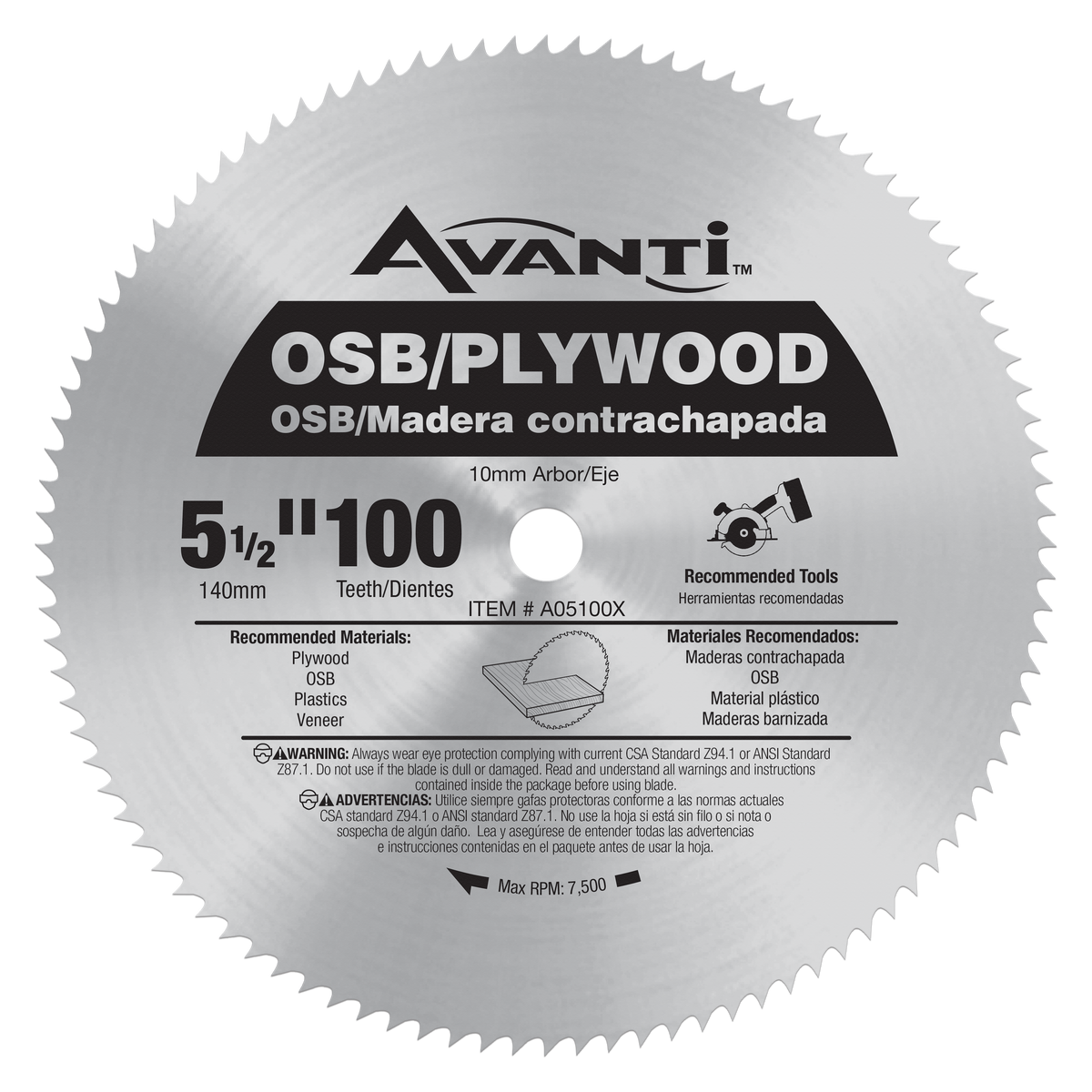 Avanti A05100X Avanti 5-1/2" X 100-Teeth Plywood Saw Blade