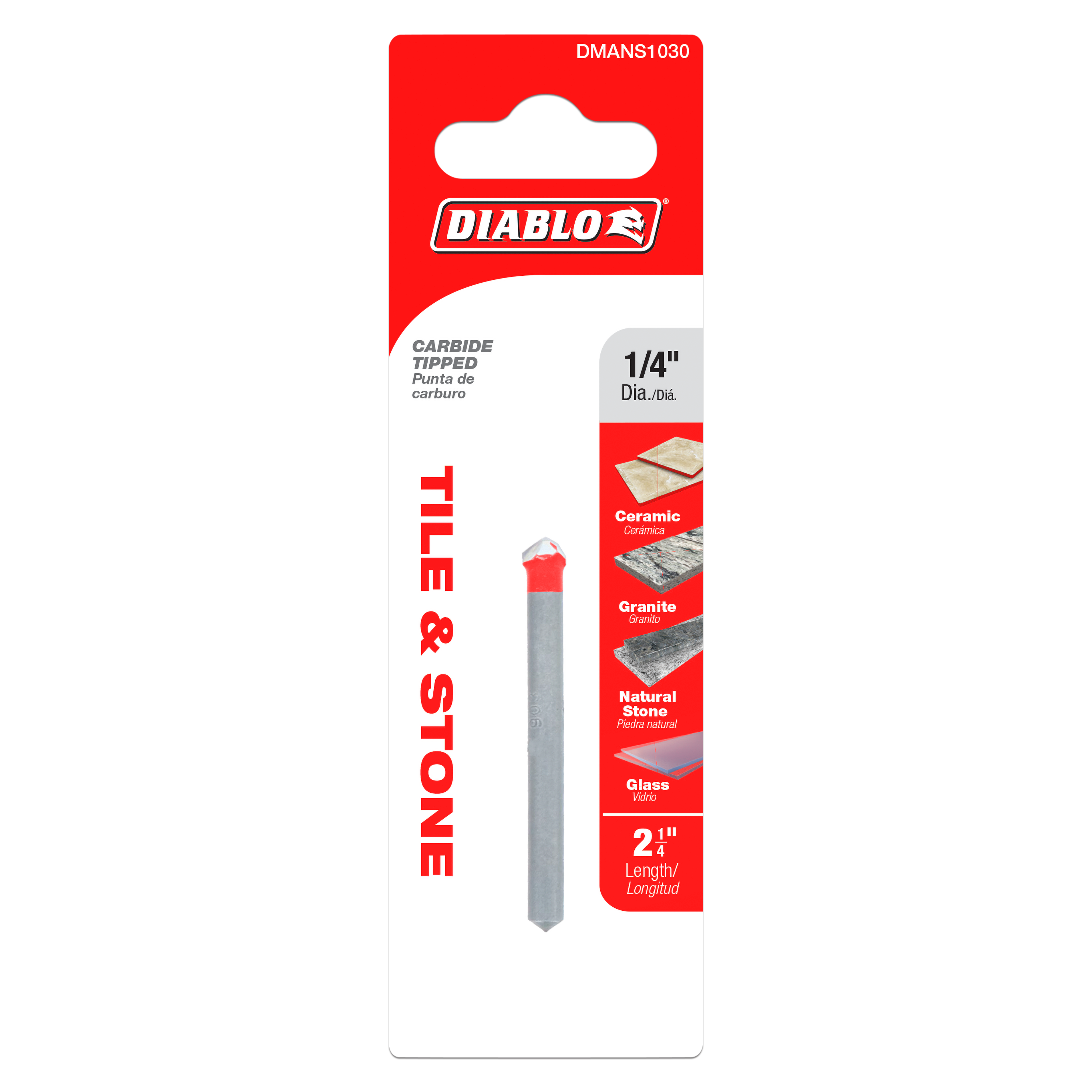 Diablo DMANS1030 1/4" Tile & Stone Carbide Tipped Drill Bit