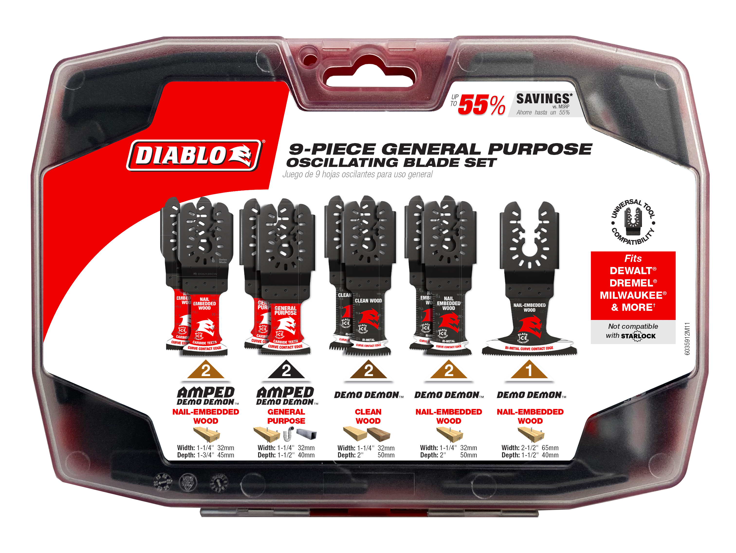 Diablo DOU9S 9 pc Universal Fit General Purpose Oscillating Blade Set (9-Piece)