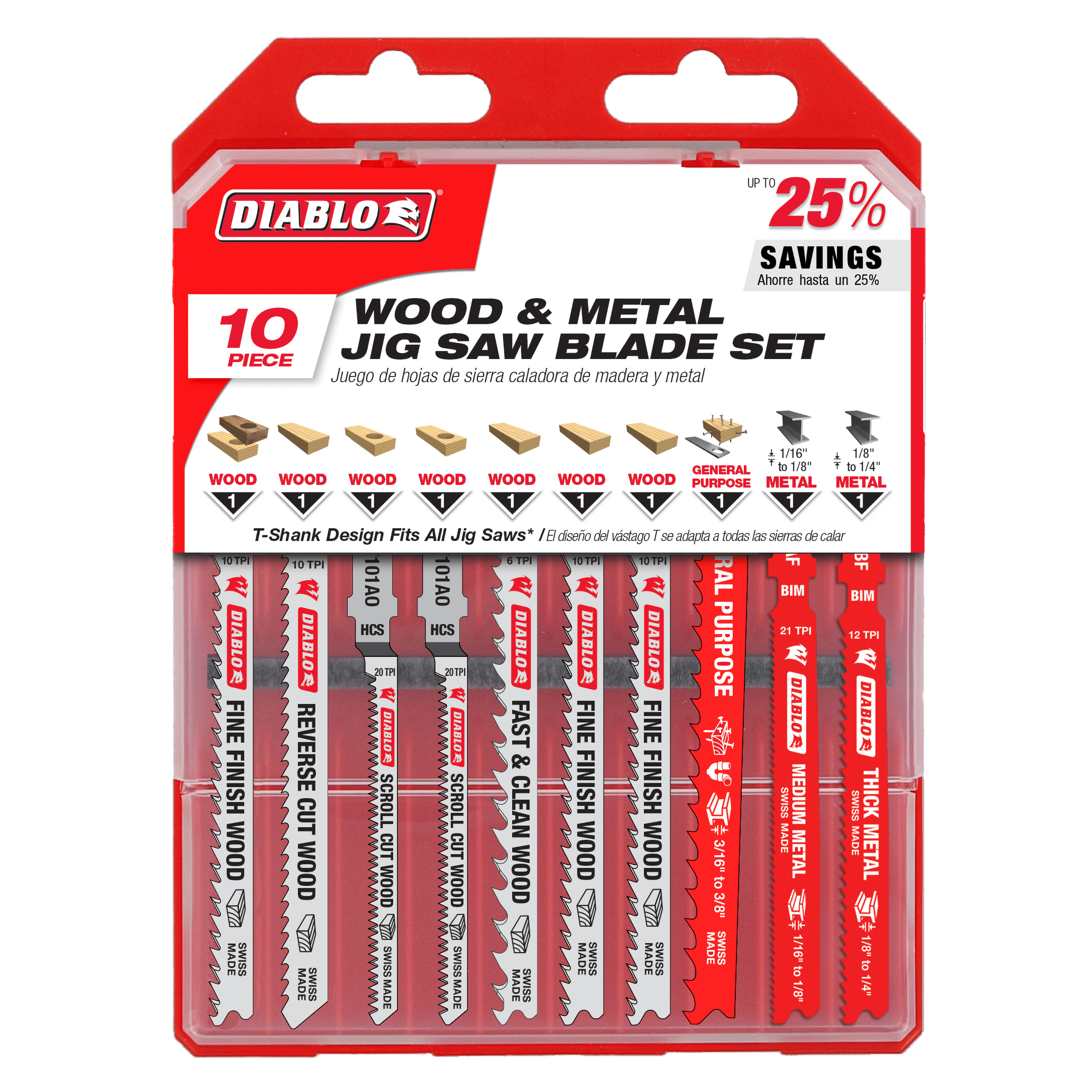 Diablo DJT10S Jig Saw Blade Set for Wood & Metal (10-Piece)