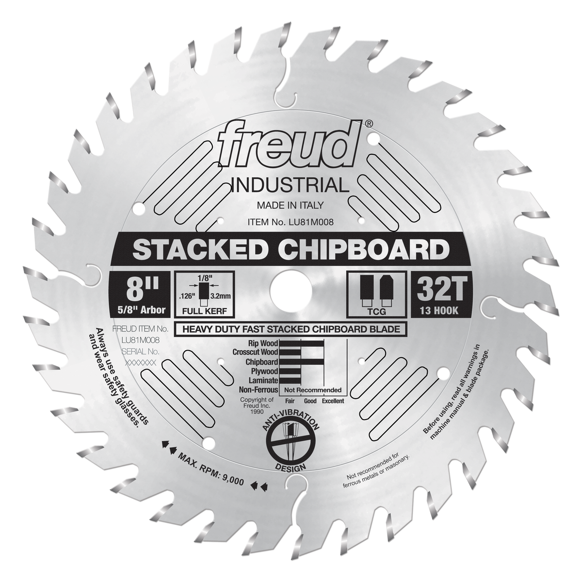 Freud LU81M008 8" Heavy Duty Stacked Chipboard Blade