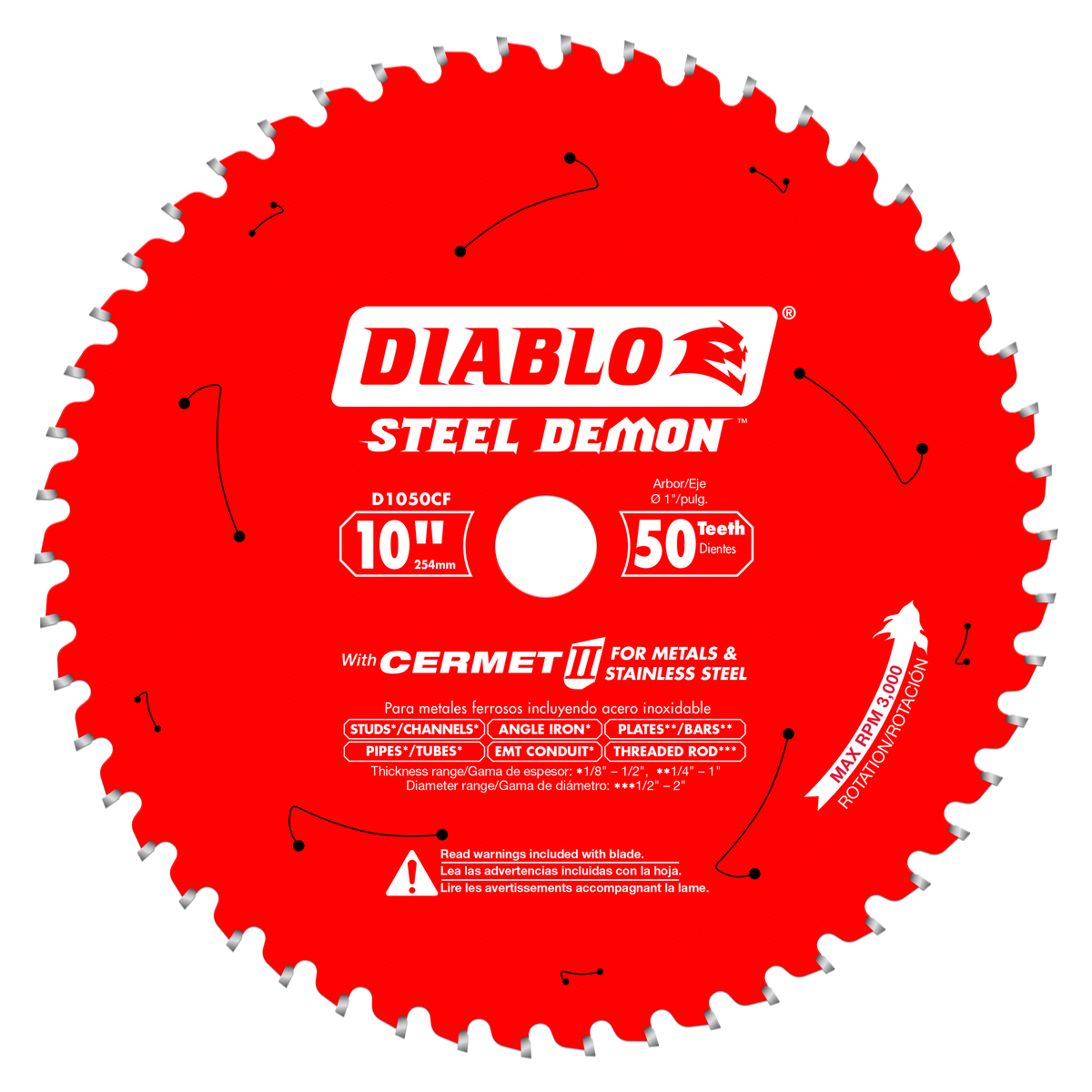 Diablo D1050CF 10" x 50-Teeth Steel Demon™ Cermet II Saw Blade for Medium Metal