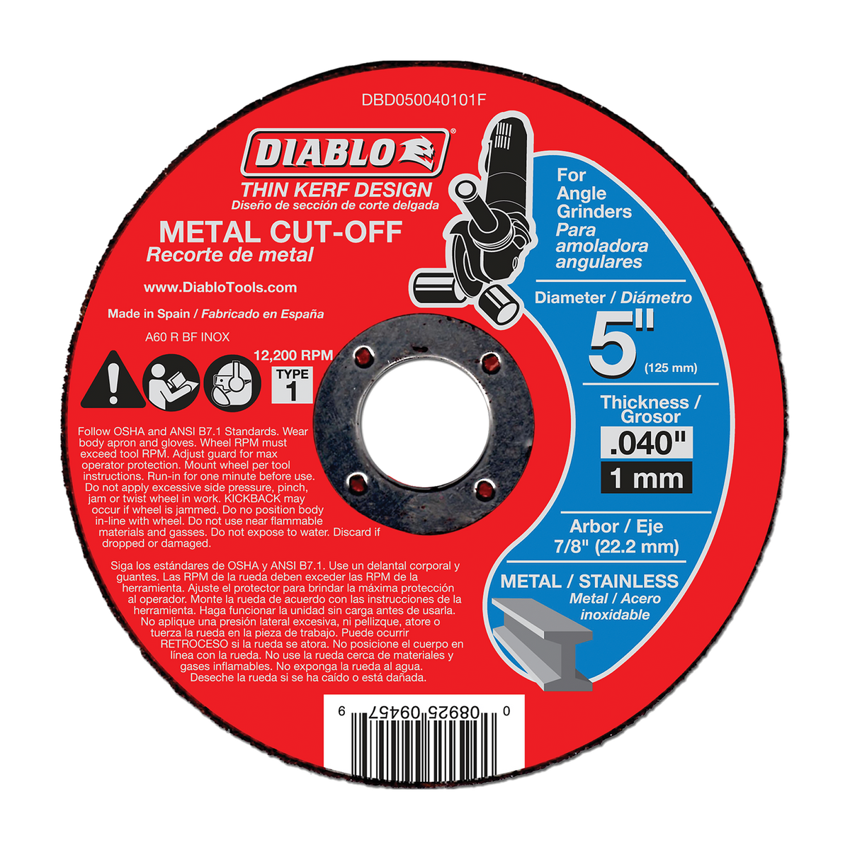 Diablo DBD050040101F 5" Metal Cut-Off Disc