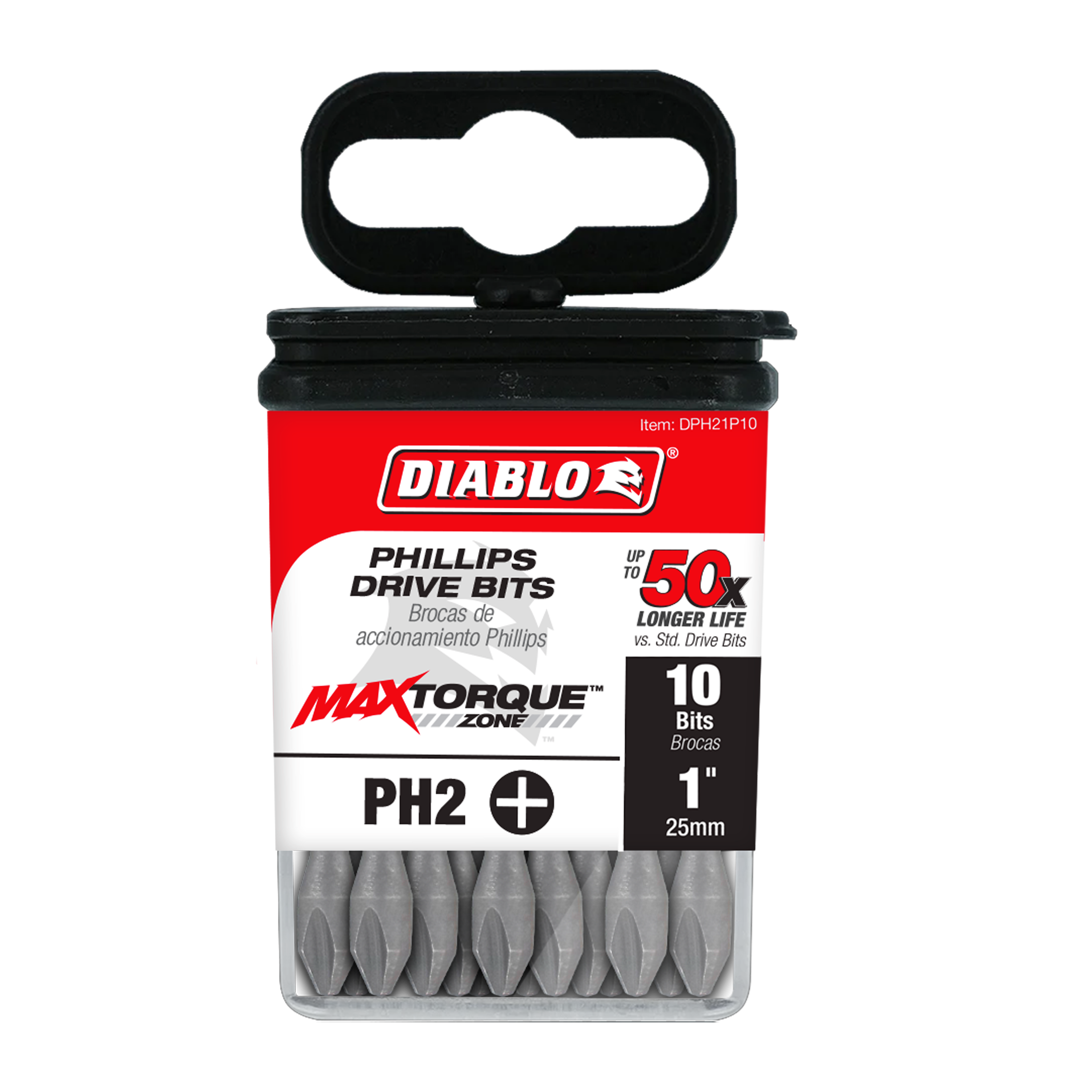 Diablo DPH21P10 1" #2 Phillips Drive Bits (10-Pack)