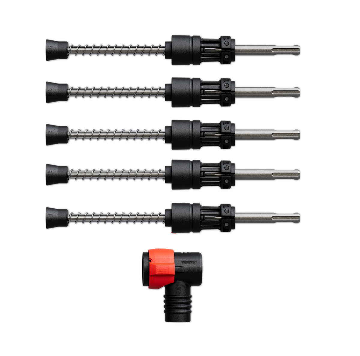 Diablo DMAPLA4420-S6 3/8" x 4" x 9" AMPED™ Rebar Demon™ SDS-Plus 4-Cutter Full Carbide Head Dust Extraction Hammer Drill Bit (5-Pack)