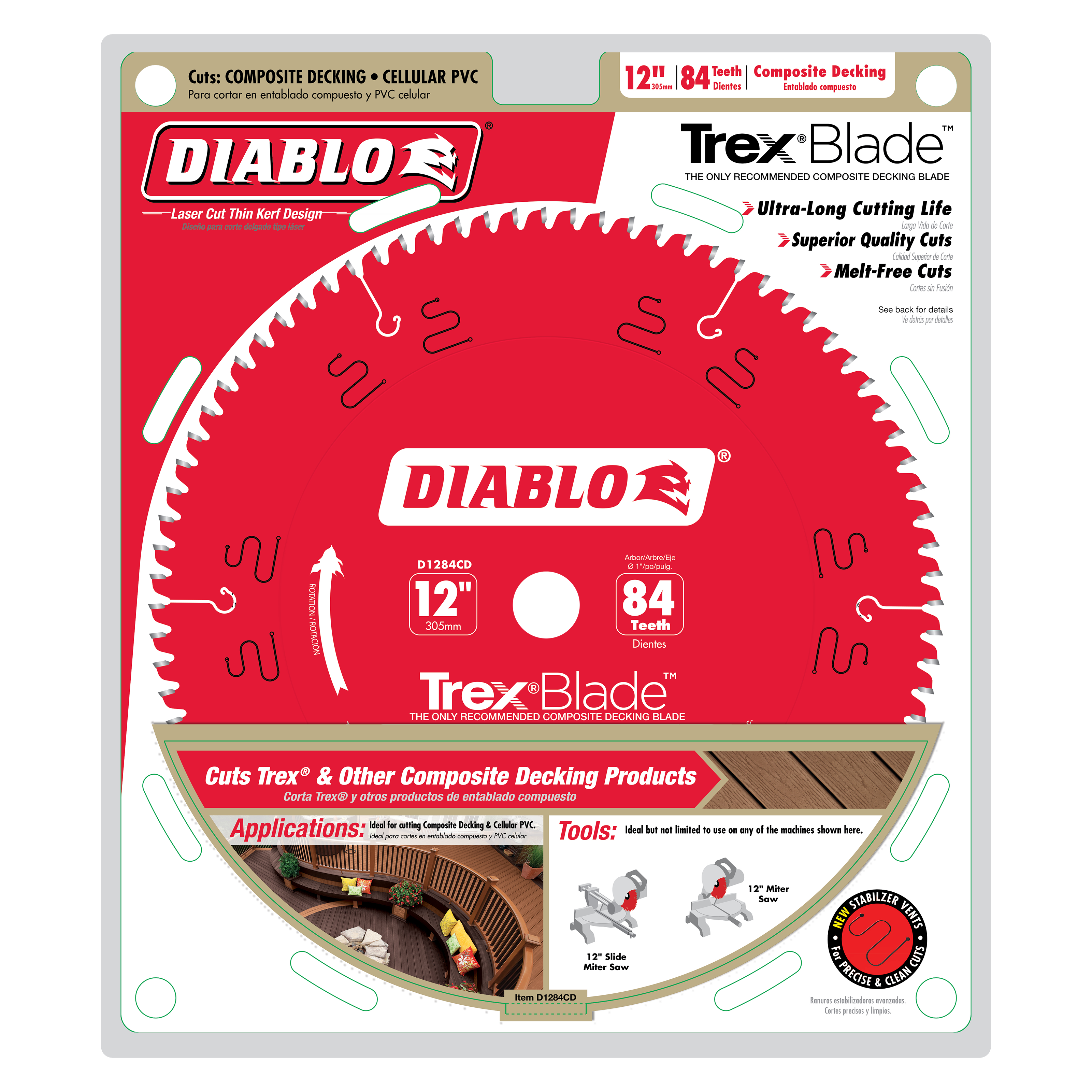 Diablo D1284CD 12" x 84-Teeth TrexBlade™ Saw Blade for Composites and Plastic