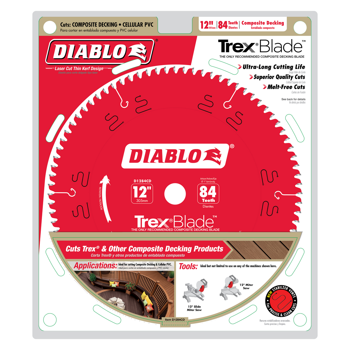 Diablo D1284CD 12" x 84-Teeth TrexBlade™ Saw Blade for Composites and Plastic