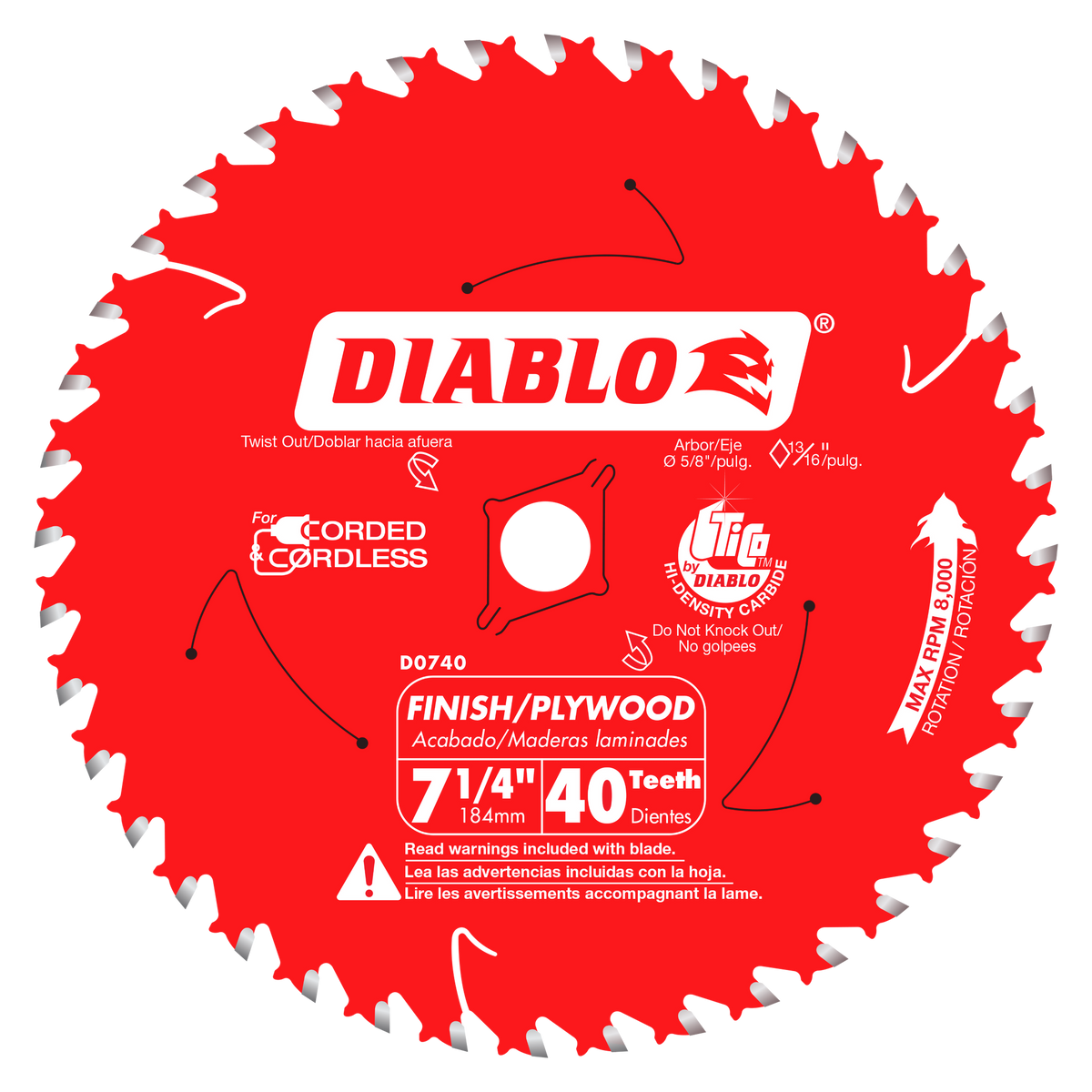 Diablo D0740A 7-1/4" x 40-Teeth Finish Saw Blade for Wood