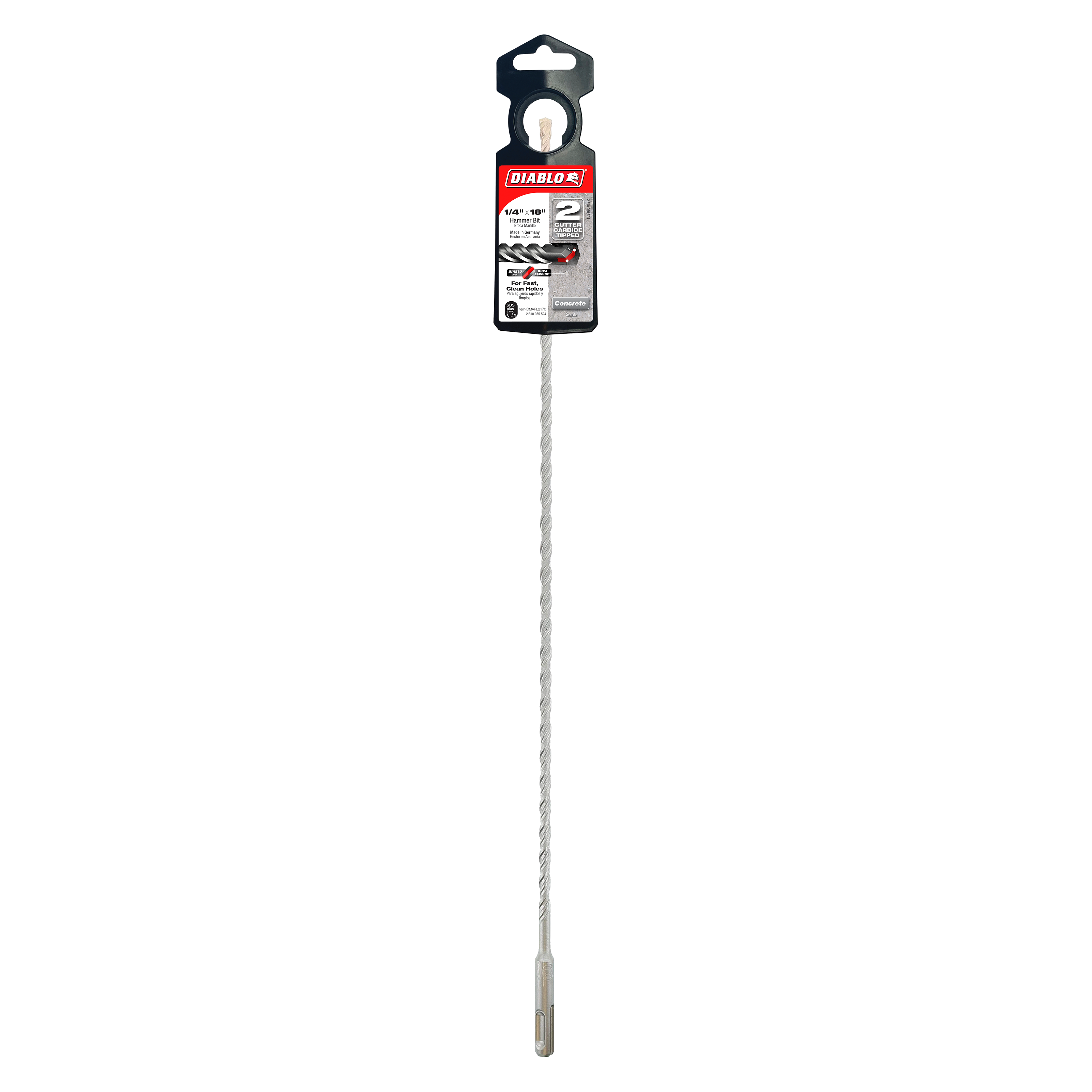 Diablo DMAPL2170 1/4" x 16" x 18" SDS-Plus 2-Cutter Carbide-Tipped Hammer Drill Bit