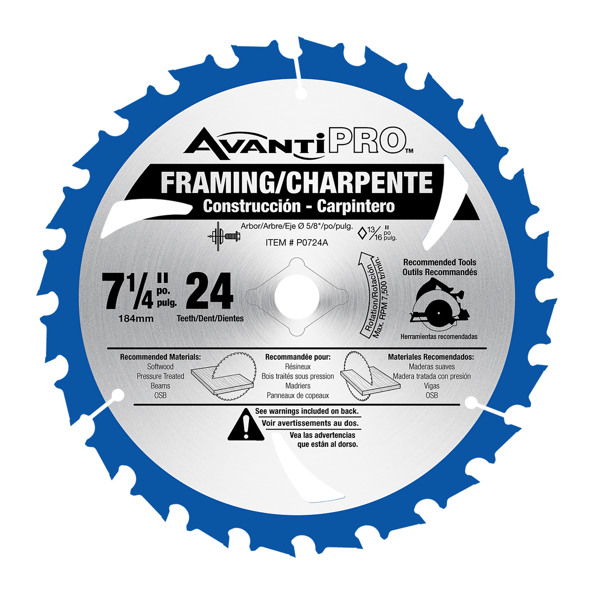 AvantiPRO P0724A Avanti Pro 7-1/4" X 24T Bulk