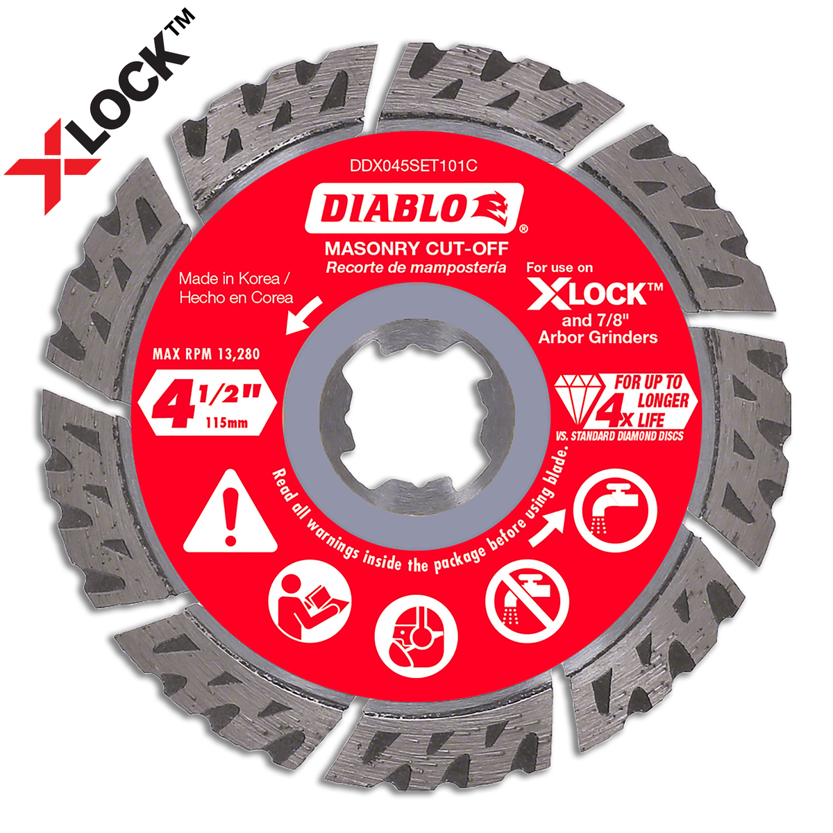 Diablo DDX045SET101C 4-1/2" X-LOCK Diamond Segmented Turbo Masonry Cut-Off Disc