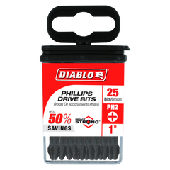 Diablo DPH21P25 1" #2 Phillips Drive Bits (25-Pack)