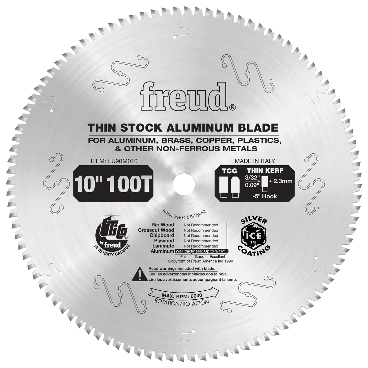 Freud LU90M010 10" Thin Stock Non-Ferrous Metal Blade