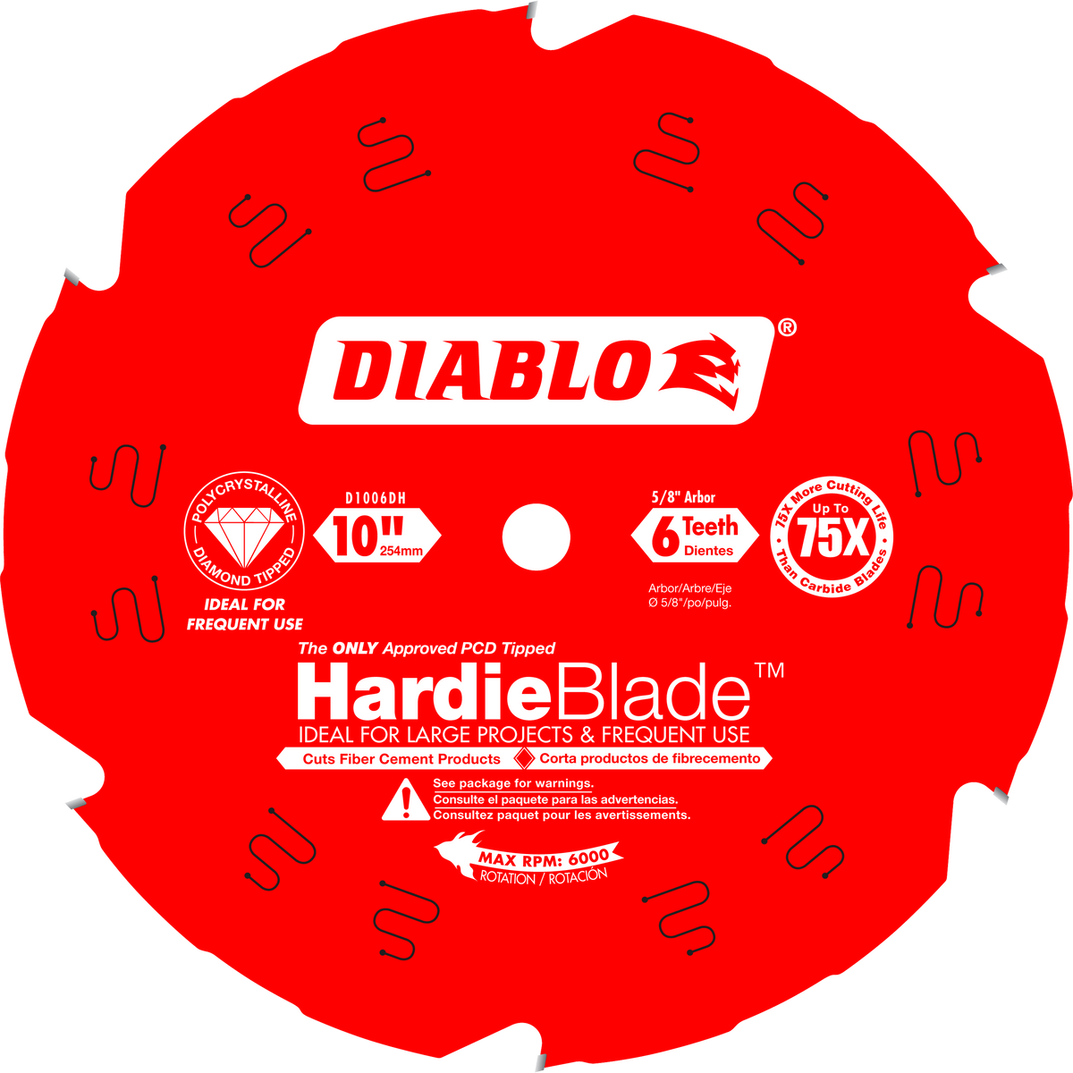 Diablo D1006DH 10" x 6-Teeth HardieBlade™ Saw Blade for Fiber Cement