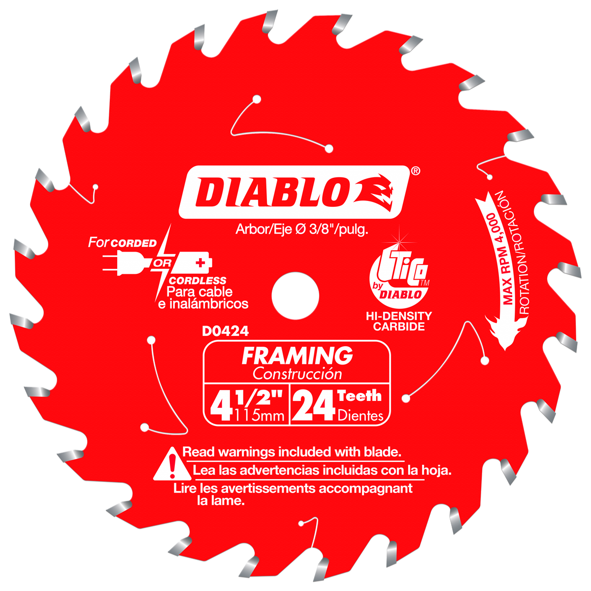 Diablo D0424X 4-1/2" x 24-Teeth Framing Saw Blade for Wood