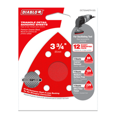 Diablo DCT318120H10G 3-1/8" 120-Grit Hook & Lock™ Triangle Detail Sanding Sheets (10-Pack)