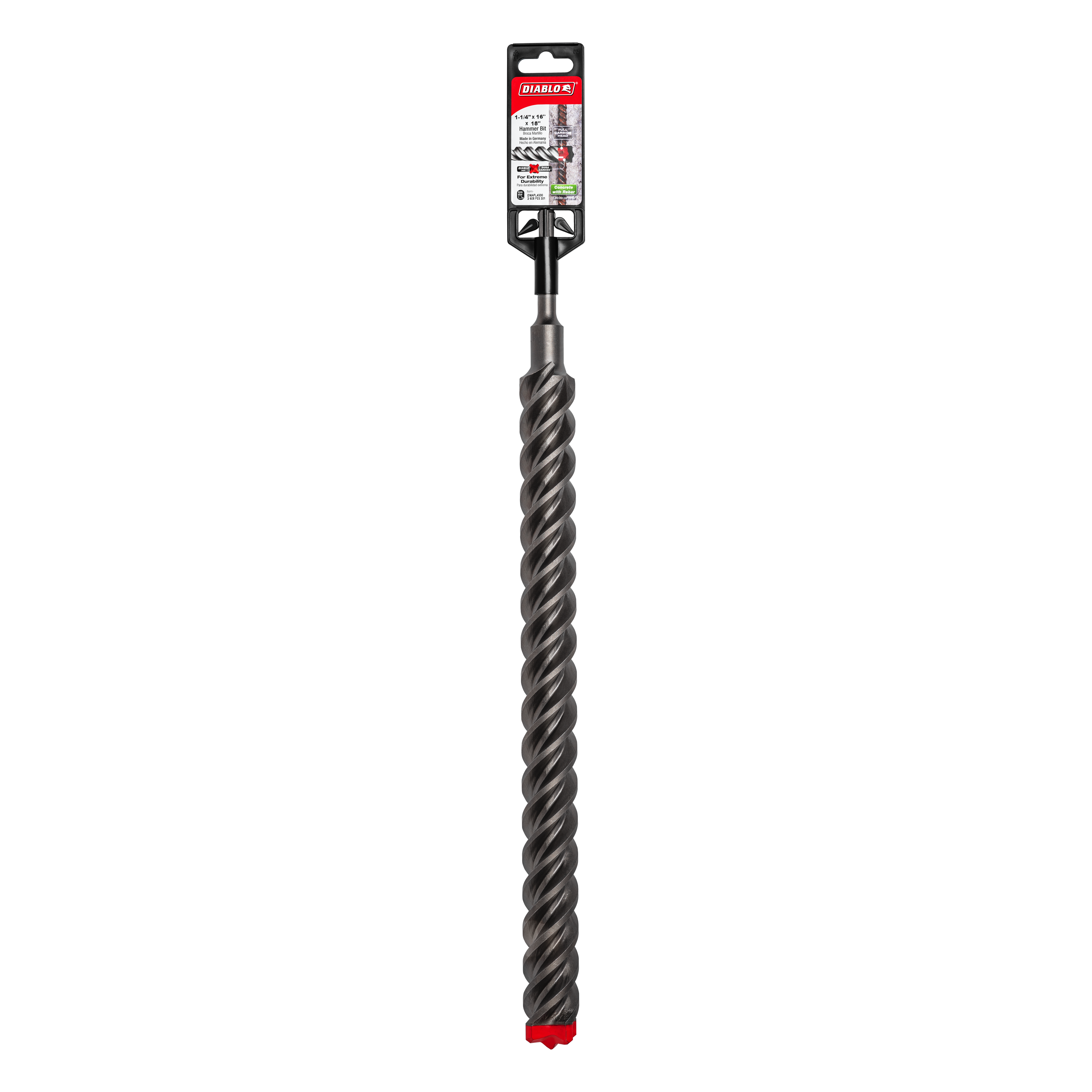 Diablo DMAPL4330 1-1/4" x 16" x 18" Rebar Demon™ SDS-Plus 4-Cutter Full Carbide Head Hammer Drill Bit