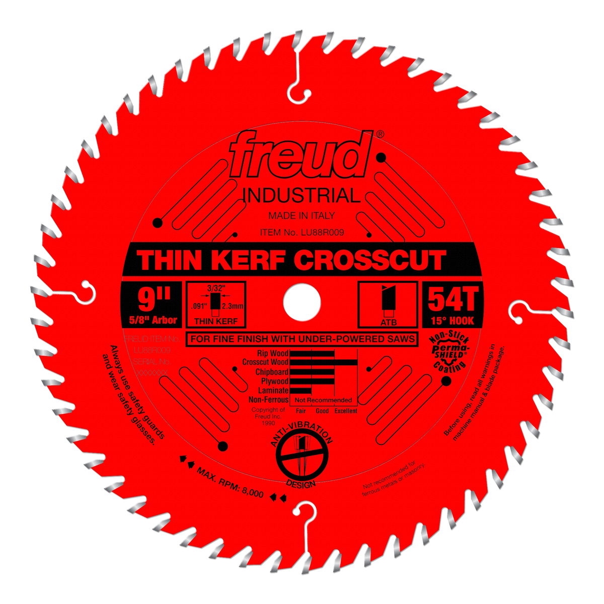 Freud LU88R009 9" Thin Kerf Fine Finish Crosscut Blade