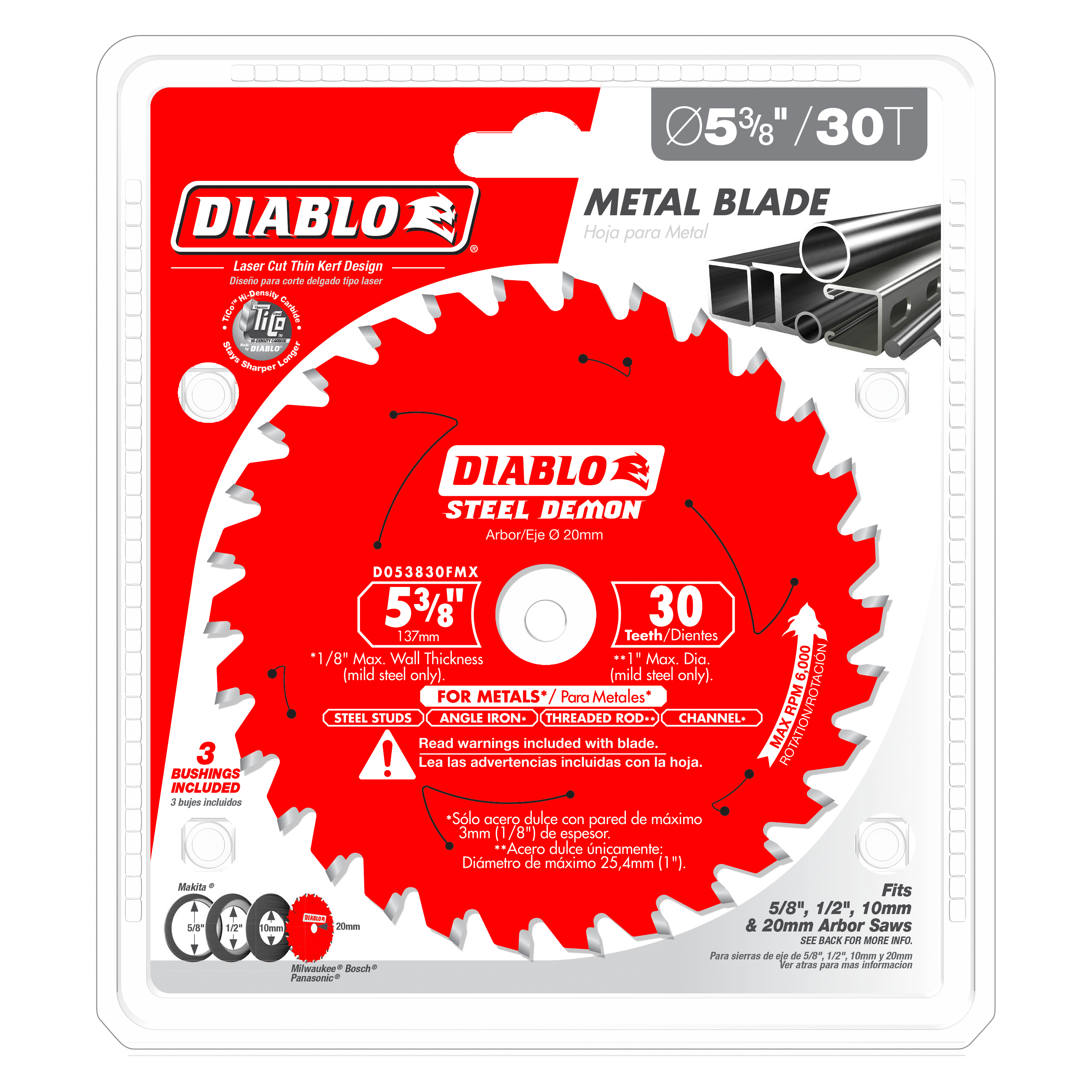 Diablo D053830FMX 5-3/8" x 30-Teeth Steel Demon™ Carbide Saw Blade for Medium Metal