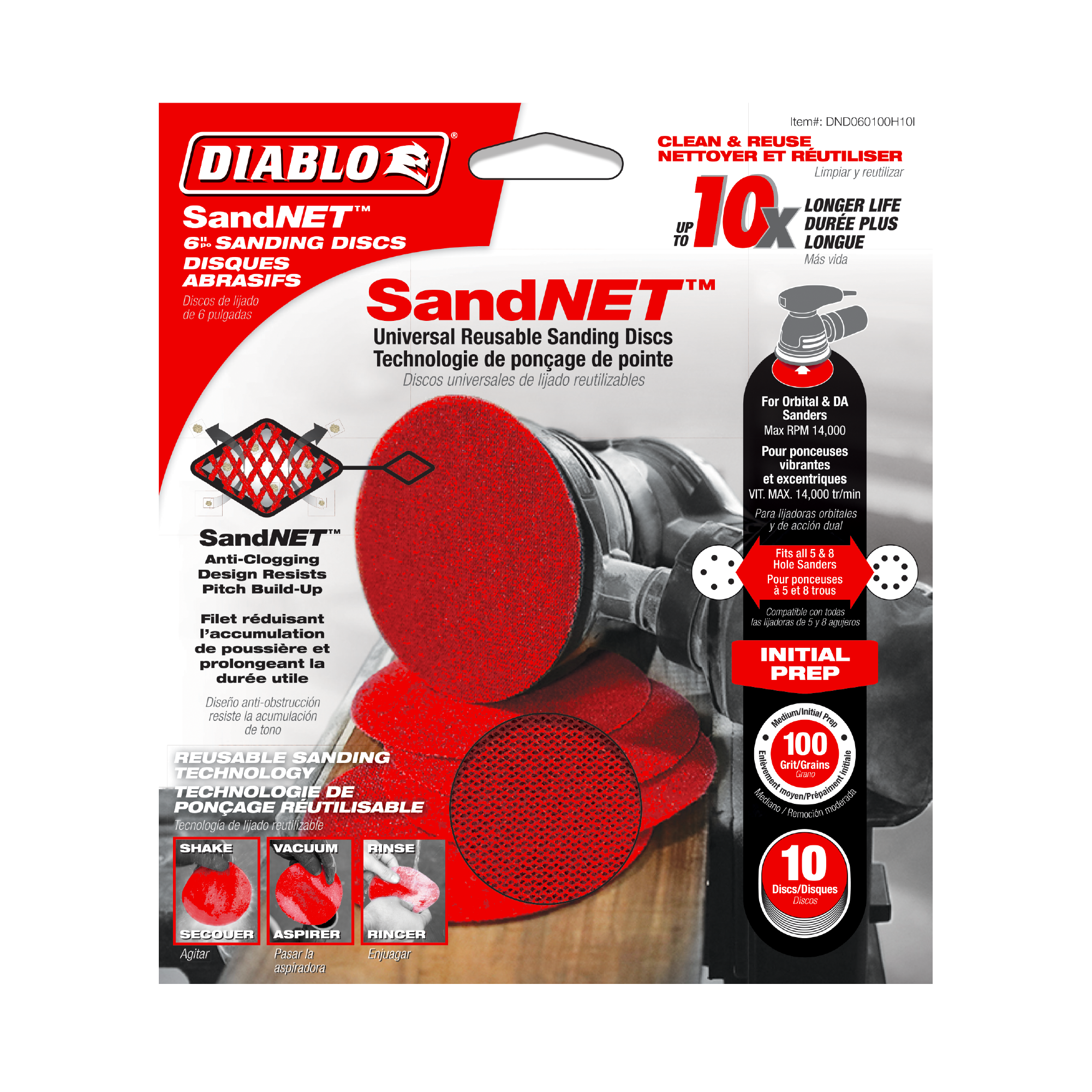 Diablo DND060100H10I 6" 100-Grit SandNET™ Sanding Discs with Connection Pad (10-Pack)