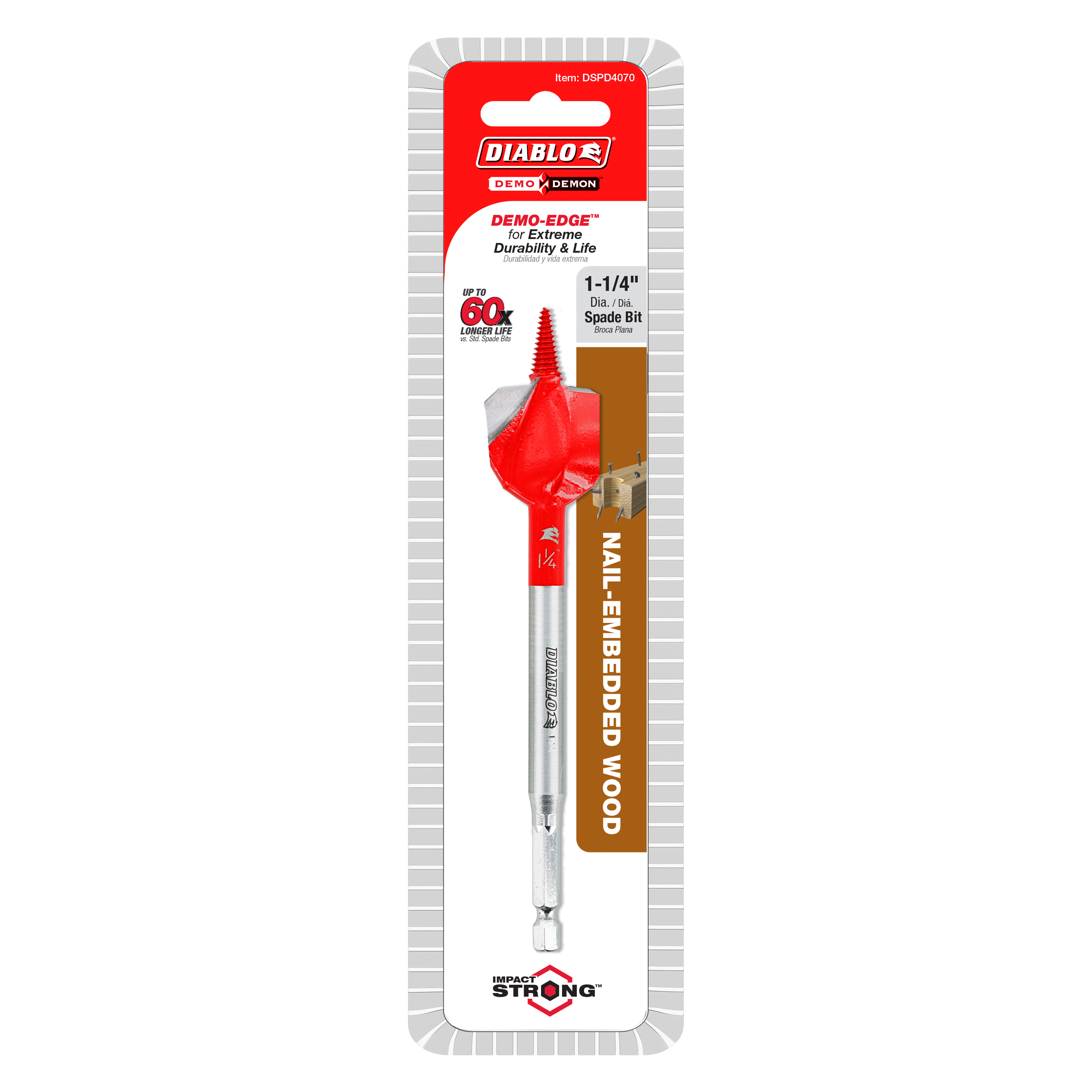 Diablo DSPD4070 1-1/4" x 6" Demo Demon™ Spade Bit for Nail-Embedded Wood