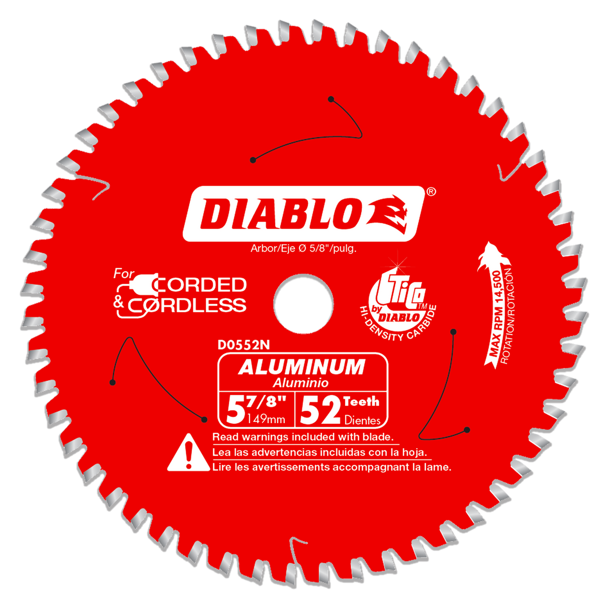 Diablo D0552N 5-7/8" x 52-Teeth Saw Blade for Medium Aluminum