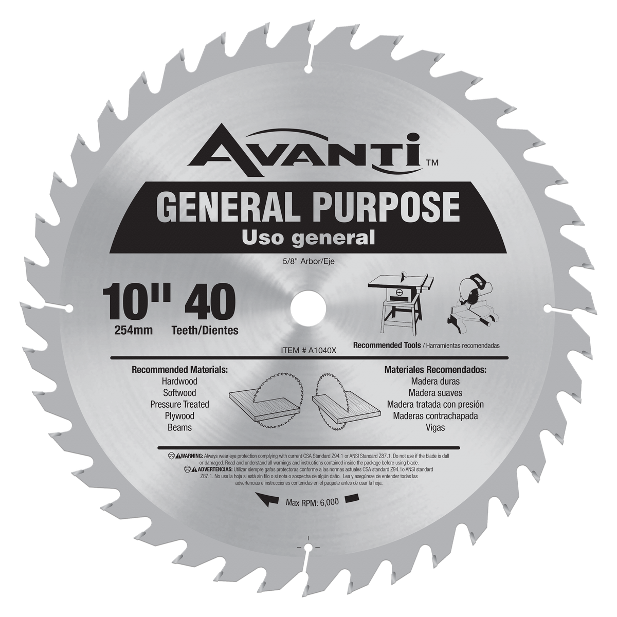 Avanti A1040X Avanti 10" X 40t General Purpose