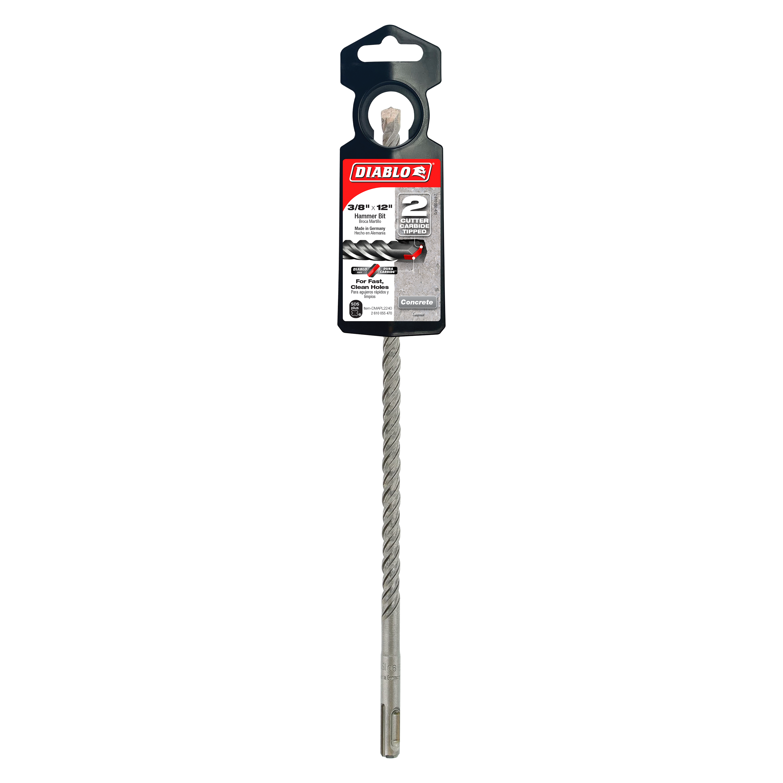 Diablo DMAPL2240 3/8" x 10" x 12" SDS-Plus 2-Cutter Carbide-Tipped Hammer Drill Bit