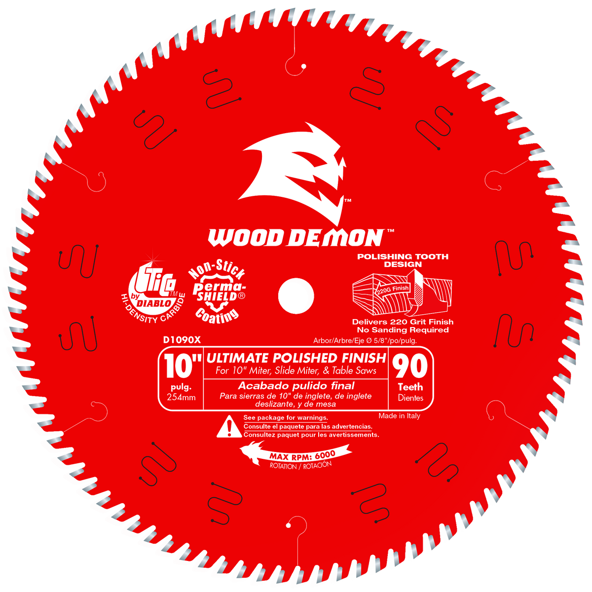 Diablo D1090X 10" x 90-Teeth Ultimate Polished Finish Saw Blade for Wood