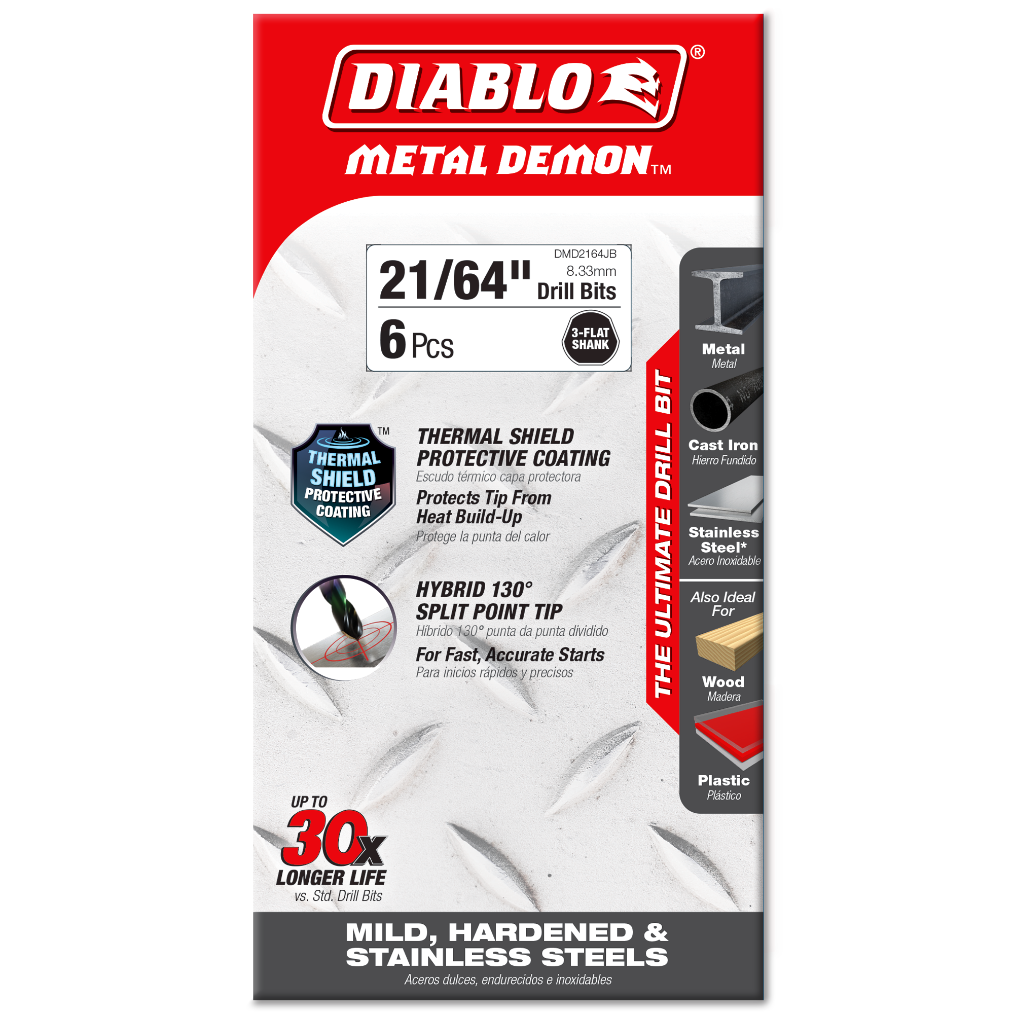 Diablo DMD2164JB 21/64" Metal Demon™ Drill Bits for Mild, Hardened and Stainless Steels