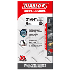 Diablo DMD2164JB 21/64" Metal Demon™ Drill Bits for Mild, Hardened and Stainless Steels