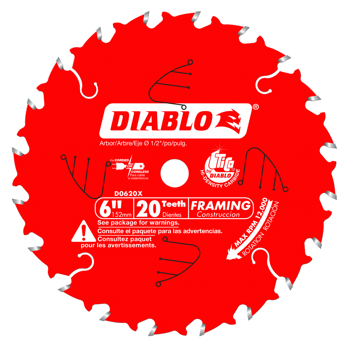 Diablo D0620X 6" x 20-Teeth Framing Saw Blade for Wood