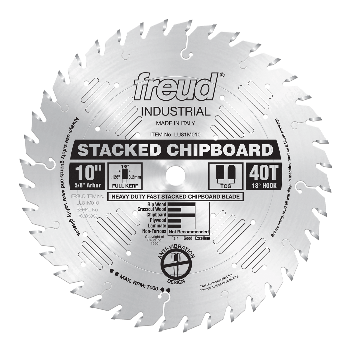 Freud LU81M010 10" Heavy Duty Stacked Chipboard Blade