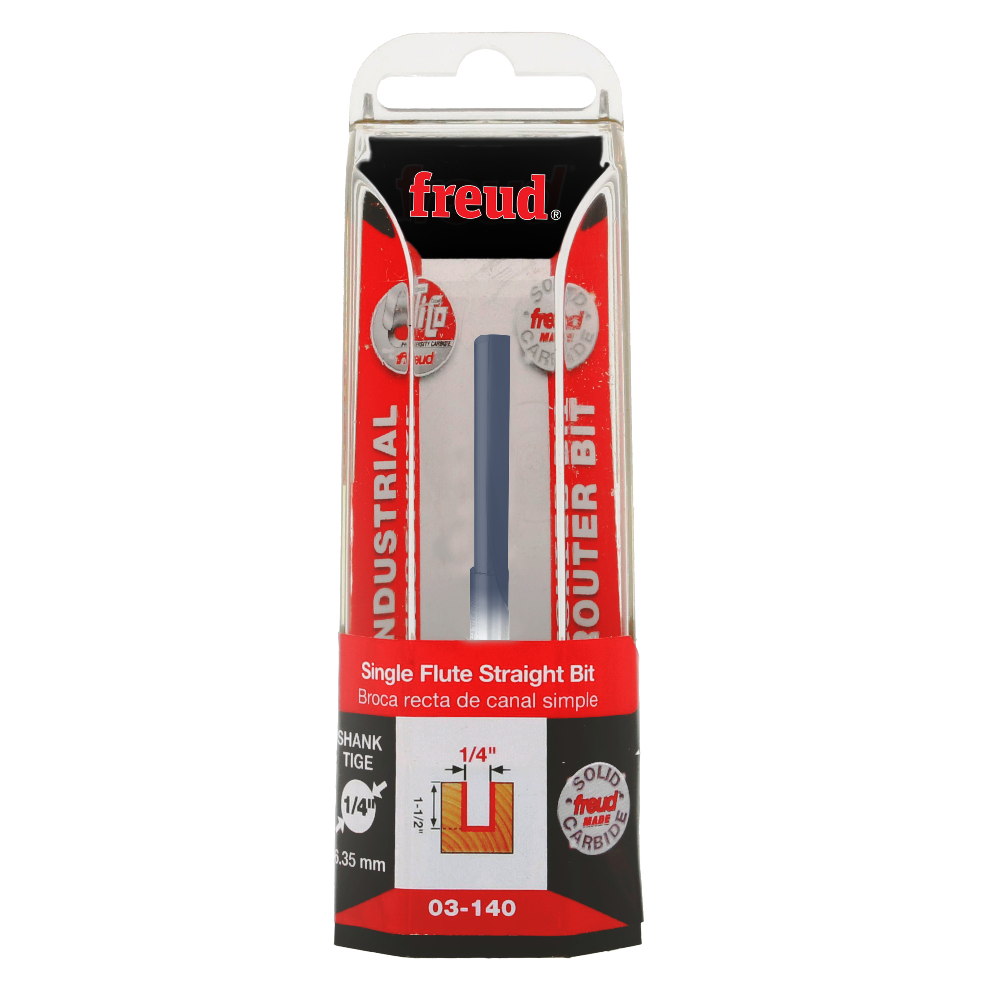 Freud 03-140 1/4" (Dia.) Single Flute Straight Bit
